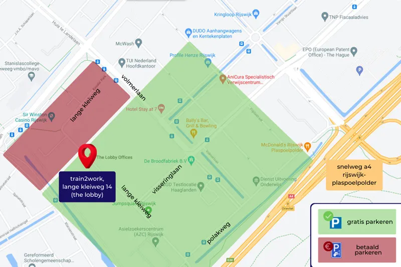 Plattegrond parkeren train2work Rijswijk